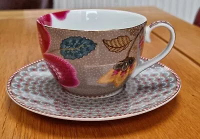 Buy PIP STUDIO Cappuccino Cup And Saucer -  Pink Flower Festival • 14.99£