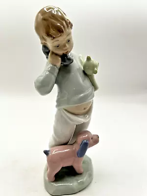 Buy Nao By Lladro Boy On Phone With Teddy Bear And Dog  Figurine #1044 W/box • 43.16£
