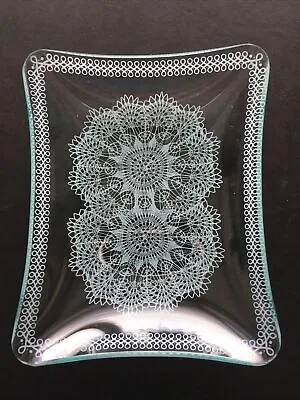 Buy Chance Glass Small Rectangular Dish White Lace Design 14 X 10cm • 5.50£