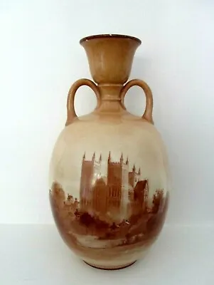 Buy Rare Doulton Burslem Antique Twin Handled Vase - Ripon Cathedral - Excellent !! • 85£