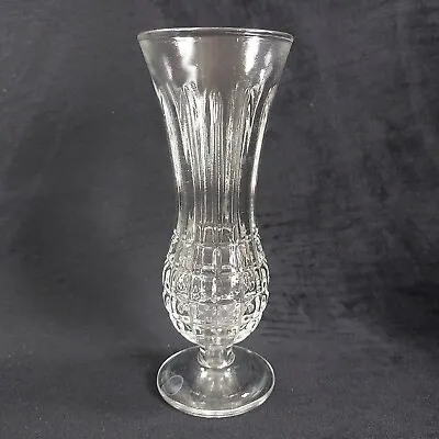 Buy Bud Vase Clear Glass Geometric Cut Design 1970s Vintage Footed 17cm Height Italy • 6.95£