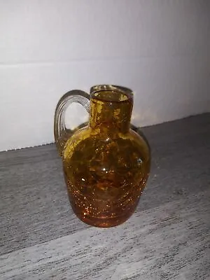 Buy Crackle Glass Handblown Amber/ Gold Jug 4  Tall • 7.98£