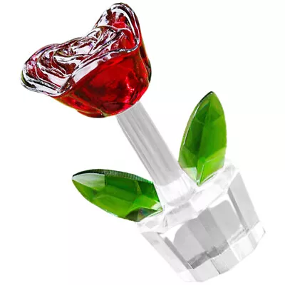 Buy Crystal Rose Glass Flower Ornament For Valentines Wedding Anniversary Gifts • 10.89£