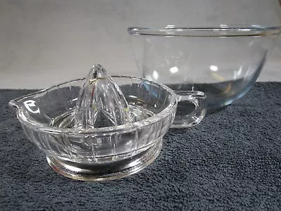 Buy Lovely Large Vintage Glass Lemon Squeezer With Handle And 2 Pint Pyrex Bowl • 13.95£