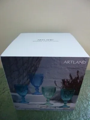 Buy Artland Marine Collection Set Of 4 Goblets Glasses Green/Blue Glass • 34.99£
