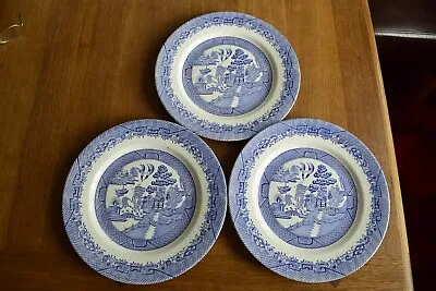 Buy Barratts Blue & White Willow Pattern Dinner Plates X 3 • 8£