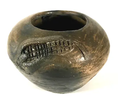 Buy Pueblo Pottery Corn Pot Vase 4” Burnished Hand Formed Brown Fire Clouds Pit Fire • 17.07£