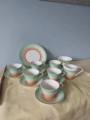 Buy Art Deco China Tea Set 6 Cups Saucers Milk Sugar Plate Johnson Bros Pareek  • 24£