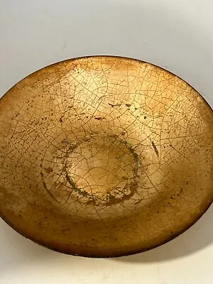 Buy Glass Gold Crackle Paint Round Bowl Decorative Display Dish Worn 9  #LH • 3.16£