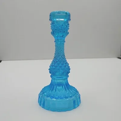 Buy Blue Ice Diamond Point Cut Glass Taper Candle Holder Vintage  • 15.19£