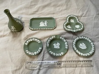Buy Collection Of Wedgewood Six Sage Green Jasperware Ceramics In Great Condition • 15£