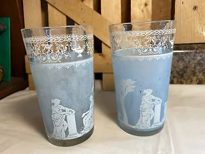 Buy Set Of 2 Vintage Jeanette Wedgwood Greek Hellenic Drinking Glass Tumblers • 2.84£