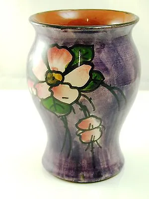 Buy Torquay Ware Vase  11cm Tall Flower Design On Purple Background • 20£