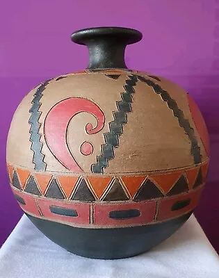 Buy Large Vintage Portuguese Handmade/Handpainted Decorative Pottery Vase 26x24 Cm • 110£