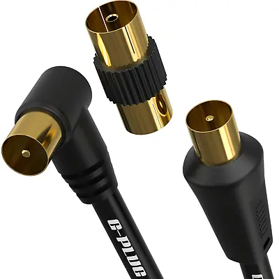 Buy Coaxial TV Aerial Cable Coax Right Angled Extension Lead Male To Male Antenna RF • 5.99£