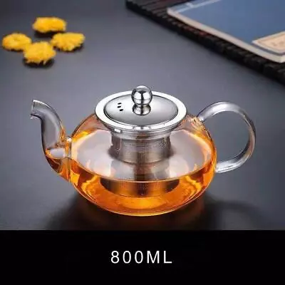 Buy Hmlove Glass Teapot With Stainless Steel Tea Strainer Infuser Flower Kettle Kung • 18.92£