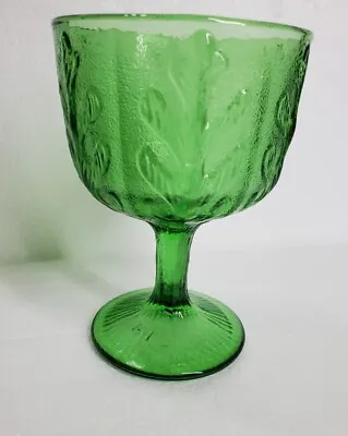 Buy Vintage FTD Green Glass With Leave Motif • 15.56£