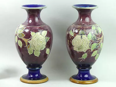Buy A Large Pair Of Royal Doulton Pottery Vases C.1900 • 223£