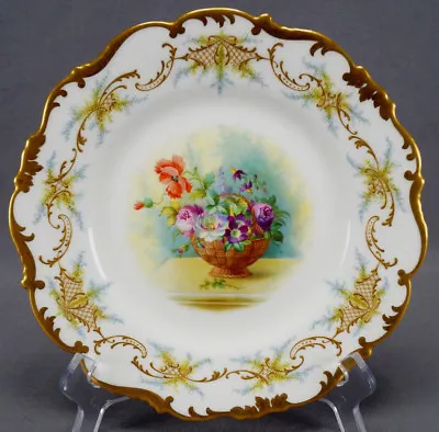 Buy Brown Westhead Moore Cauldon Hand Painted F Hillman Floral Gold Scrolls Plate B • 237.48£