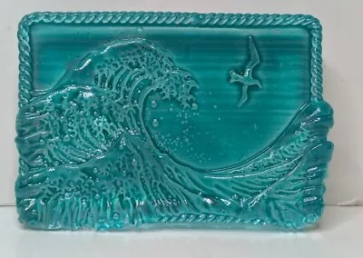 Buy Robin Lehman Cast Glass Art Paperweight Green Hokusai Wave Collectible Ocean • 23.68£