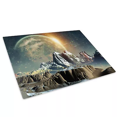 Buy Blue Space Stars Mountain Glass Chopping Board Kitchen Worktop Saver Protector • 15.99£