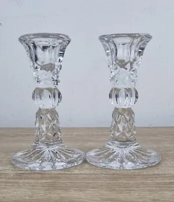 Buy Crystal Glass Candle Sticks- Set Of 2- Height Approx 5.5inches. • 12£