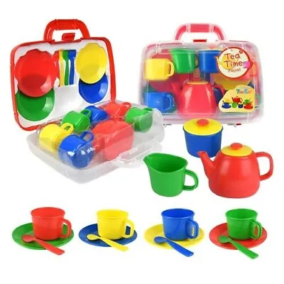 Buy Portable Children Plastic Tea Set 15 PCS With Carry Case Indoor Kids Party Games • 22.99£