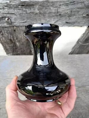 Buy Early Free Blown BLACK, Very Dark Amethyst Coloured Glass HYACINTH Vase Pontil • 65£