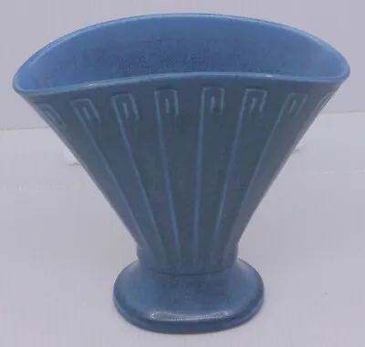 Buy 1927 Rookwood Art Pottery Fan Vase, 2937, Deep Blue Matte Glaze, 7 Inches • 148.61£