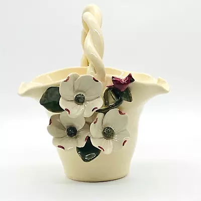 Buy Piney Woods Pottery  Floral Basket Hand Designed & Turned Twisted Rope Handle • 33.09£