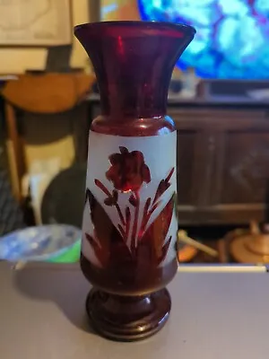 Buy Antique Ruby Glass Bohemian Vase • 9.99£