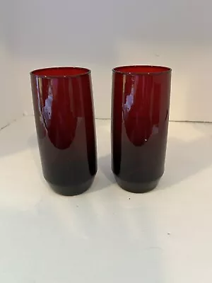 Buy Vintage Anchor Hocking Royal Ruby Red 6  Glass Tumblers Set 2 • 19.25£