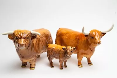 Buy Beswick Highland Cattle Family Bull, Cow (Restored Left Horn) & A Calf			 • 236.25£