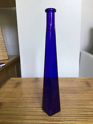 Buy Decorative Blue Glass Bottle Neck Vase-H-32cm • 19£