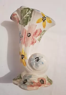 Buy Vintage Horn Shaped Vase Posy China Holder, Hand Painted Flower Design • 6£