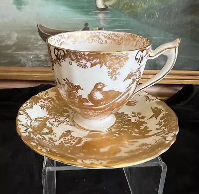 Buy GOLD AVES By ROYAL CROWN DERBY Bone China Cup & Saucer Set • 62.43£