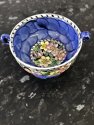 Buy Vintage,  Maling Pottery   Blue  Clemitas  Pattern   Bowl  With  Handles • 4.99£