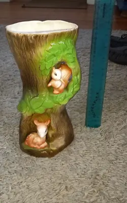 Buy Vase With Squirrel & Fawn In Tree Trunk .. Eastgate Pottery Withernsea  Large • 14£
