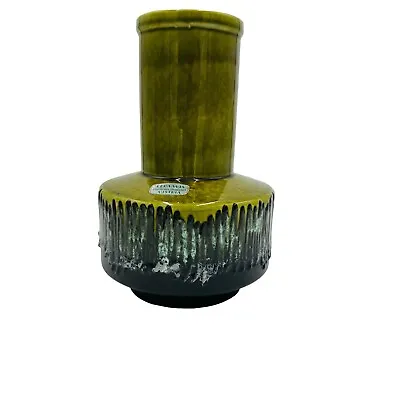 Buy MCM Keramos Art Pottery Austria 1265-24 Green Drip Glazed Vase 9 • 94.87£