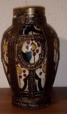 Buy Moroccan Ceramic Vase With Metal Bands • 12.86£