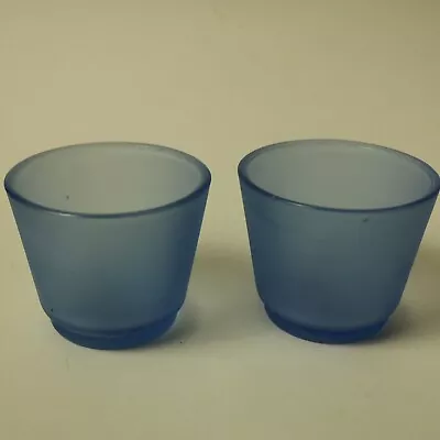 Buy 2x Scandinavian Frosted Blue Glass Candle Or Tea Light Holders Vintage Ikea • 3£