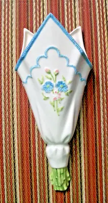 Buy Vintage Wall Pocket Long 10  White With Blue Floral No Mark • 8.49£