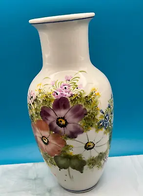 Buy Vintage Vase Made In Portugal With Hand Painted Flowers Rustic Country Decor • 10.15£