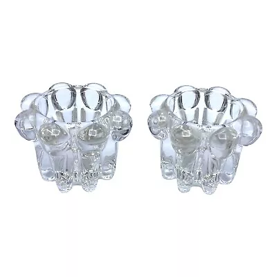 Buy Vintage Reims French Bubble Glass Candle Holders Set Of 2 Clear • 12.48£