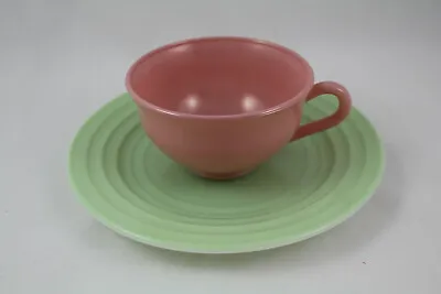 Buy Vintage Hazel Atlas 40’s Milk Glass Platonite 1-Ribbed Green Plate 1-Peach Cup • 14.23£