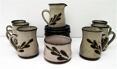 Buy Rare Vintage 70s Trembath Cornish Studio Pottery Hand Thrown 14 Piece Coffee Set • 24.99£
