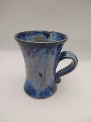 Buy Studio Pottery Small Mug Blue Splatter Bottom Stamped  • 5.99£
