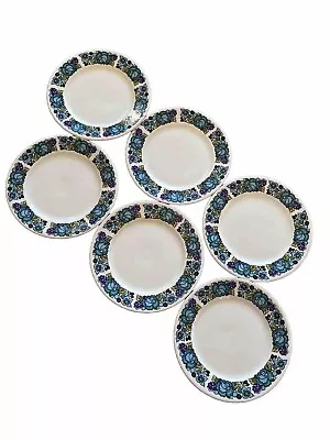 Buy Queen Anne Amanda Bone China Blue Purple Patterned Side Plates X 6 • 12£