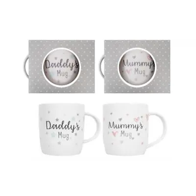 Buy Mummy And Daddy Pack Of 2 Mugs White New Bone China Coffee Tea Drinks Gift Set • 10.99£