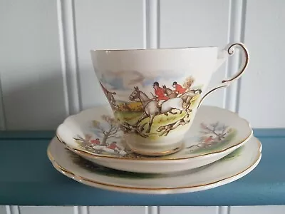 Buy Vintage Regency Bone China Cup & Saucer With Hunting Scene • 10£